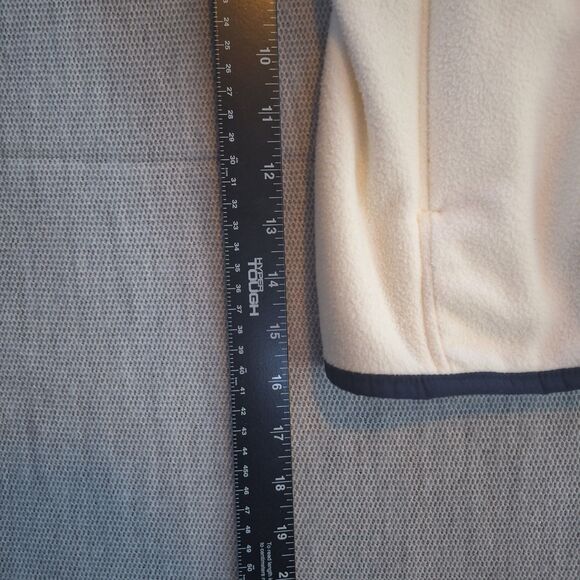 LL Bean Jacket Womens Medium Ivory Full Zip Lightweight Fleece Mock Neck Logo - Picture 11 of 16
